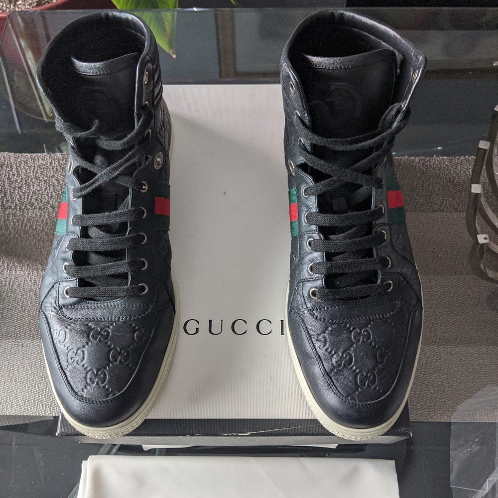 Gucci Leather GG Supreme high top sneaker
